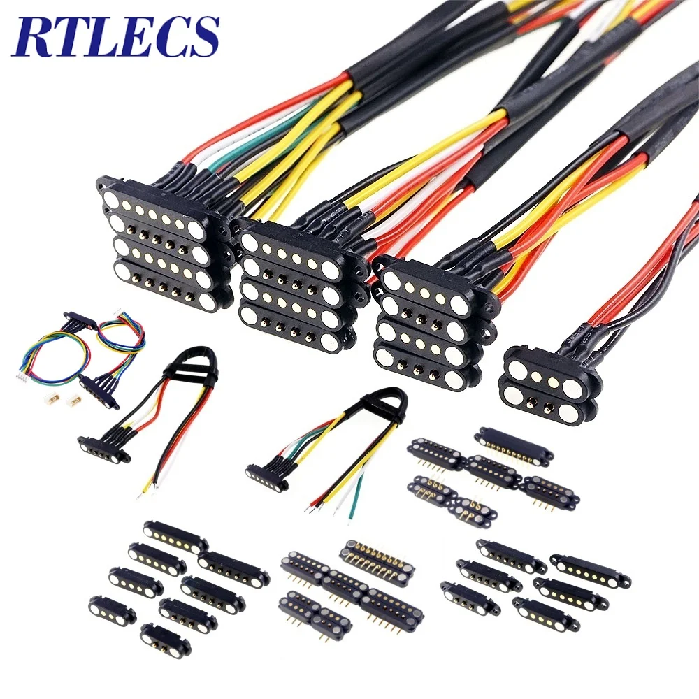 1/3/5 Pair Spring Loaded Male Female 2.54 MM Pitch 2P 3 4 5 6 7 8 9 Pole Through Holes PCB BTB Connector 2A DC Magnetic Pogo Pin