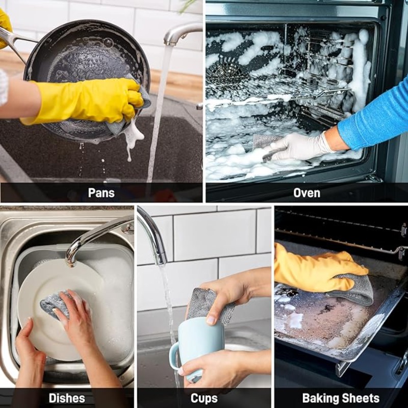 100/1pcs Magic Cleaning Cloth Thickened Double -sided Metal Steel Wire Rags Kitchen Dish Pot Washdishing Cloth Towel Clean Tools