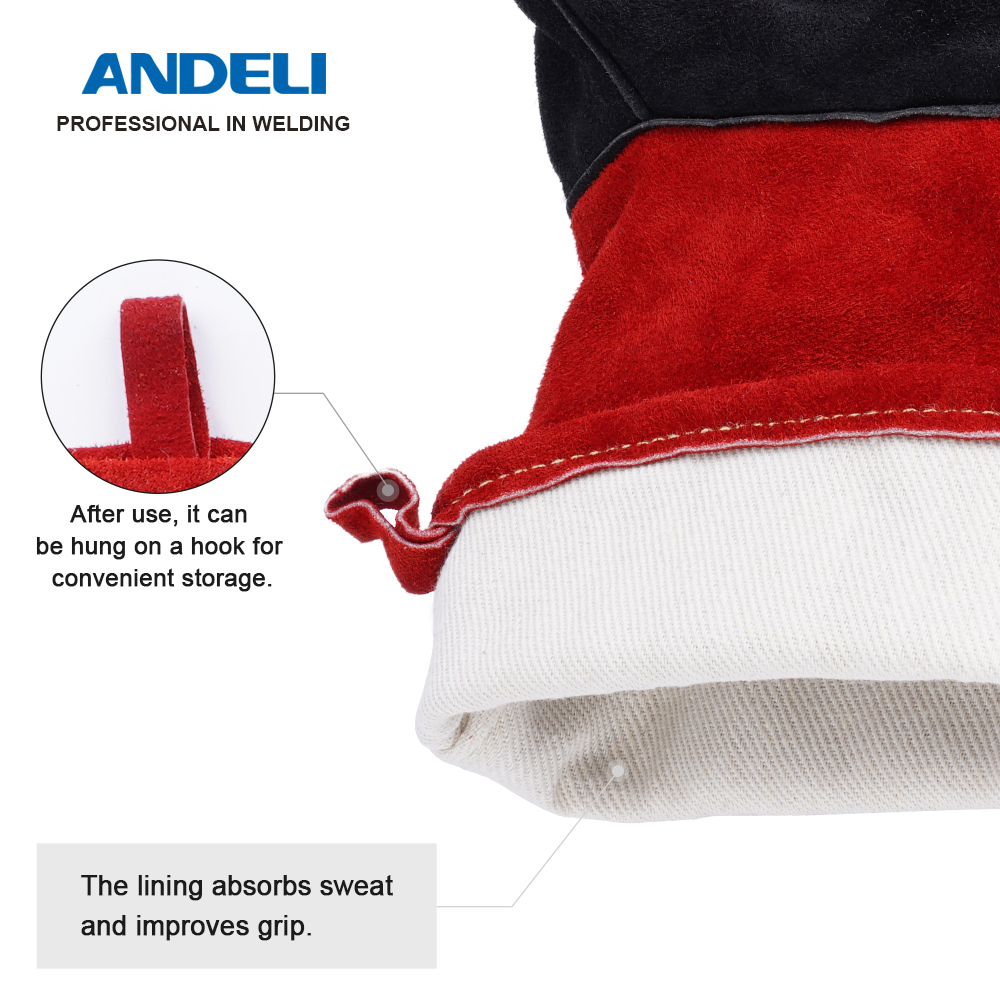 ANDELI 27cm Luva de Soldagem Multifuncional Funciona Luvas Resistente ao Calor Mig/Vara/Tig Soldador/Grill/Fogão/CHURRASCO Luvas De Proteção