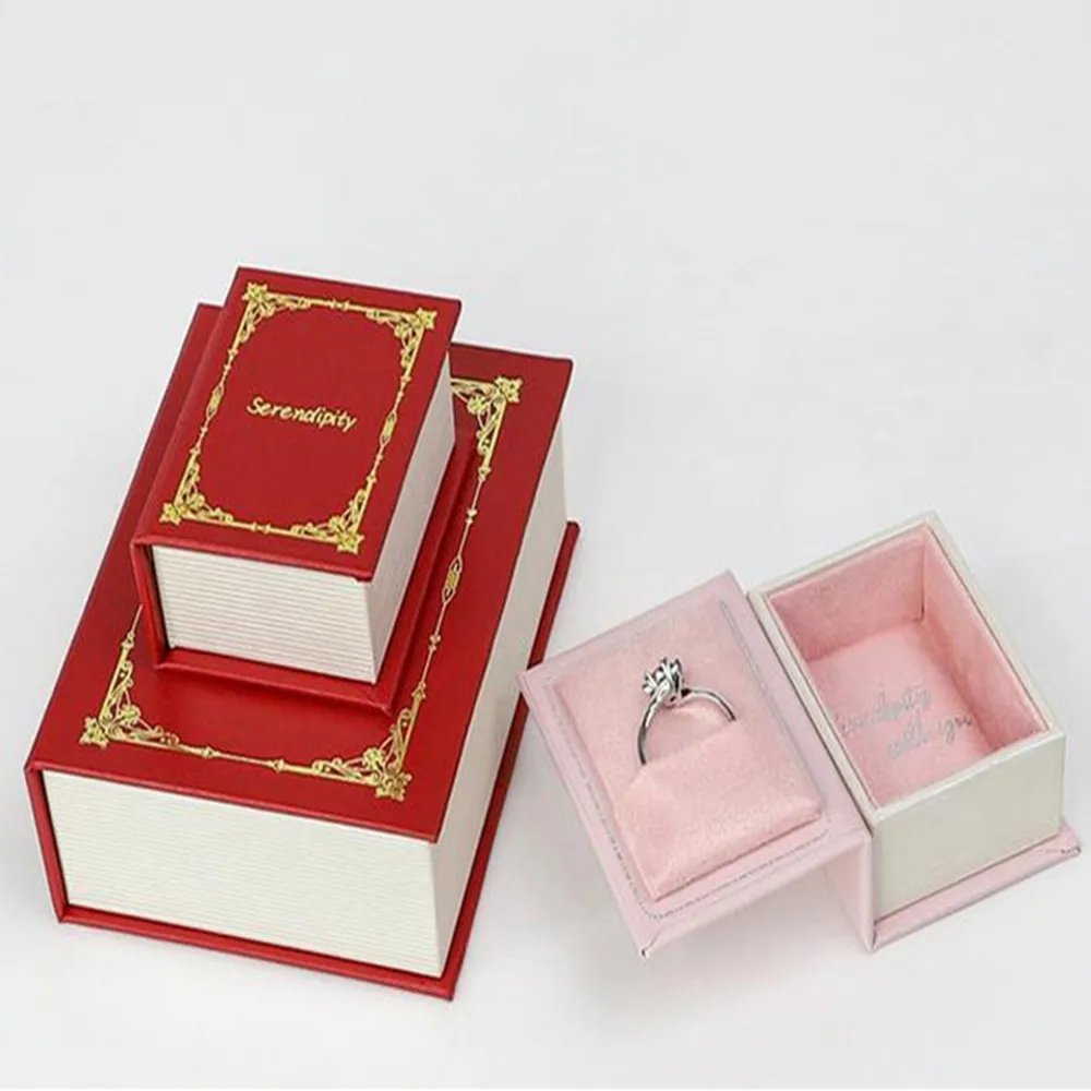 Funda abatible en forma de libro para exhibición de joyas, estuche de viaje, caja de almacenamiento de anillo de pendientes Simple, soporte portátil para pendientes