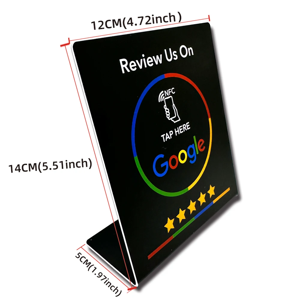 13.56MHz Google Review Card NFC Station โต๊ะ NFC Google reviews Display Display bending Card ยืนแบรนด์