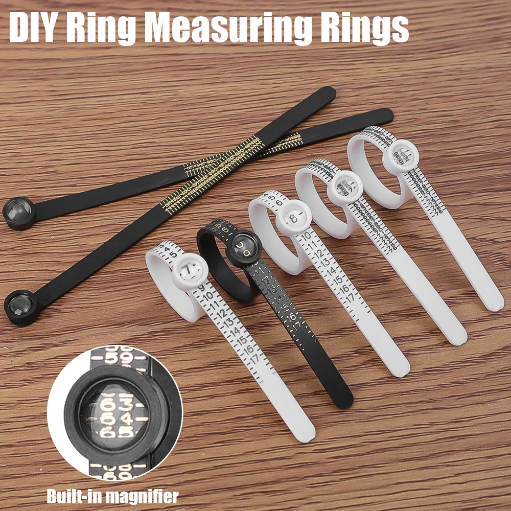 แว่นขยายแหวนไม้บรรทัด Measurer Finger COIL แหวนขนาดเครื่องมือ UK ขนาด US ขนาดการวัดแหวน Sizer ใส่ GUARD กระชับเครื่องมือ