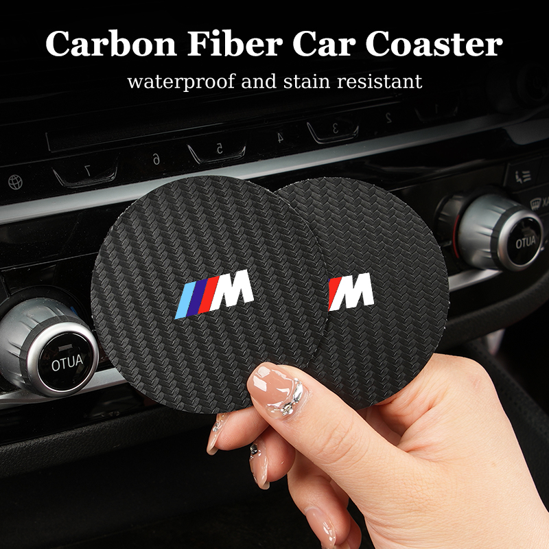 Carbon Car Coaster Mat Interior Water Cup Pad Cushion For BMW M Sport M2 M3 M4 M5 M6 E46 E90 E60 F10 F30 E39 E36 F20 E87 X3 X6