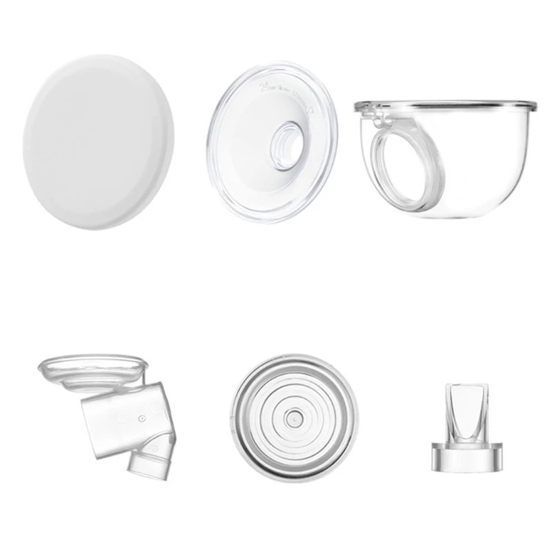 Set mit 6 tragbaren Muttermilch-Extraktions-Auffangbechern mit Flanscheinsatz und staubdichtem Abdeckdeckel für die QX2D