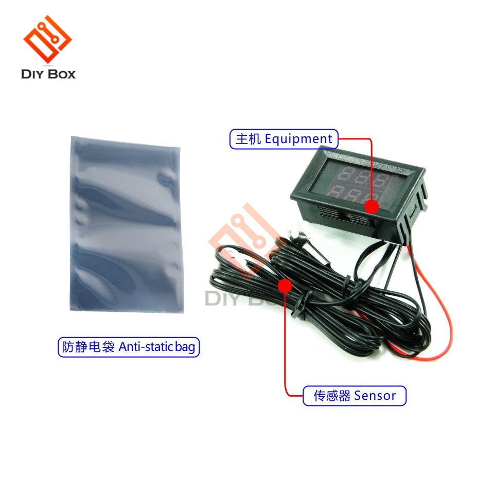 Цифровой термометр с двойным дисплеем, мини-прибор для измерения температуры, с металлическим щупом, DC 4в-28в, с двойным NTC, для использования в помещении и автомобиле