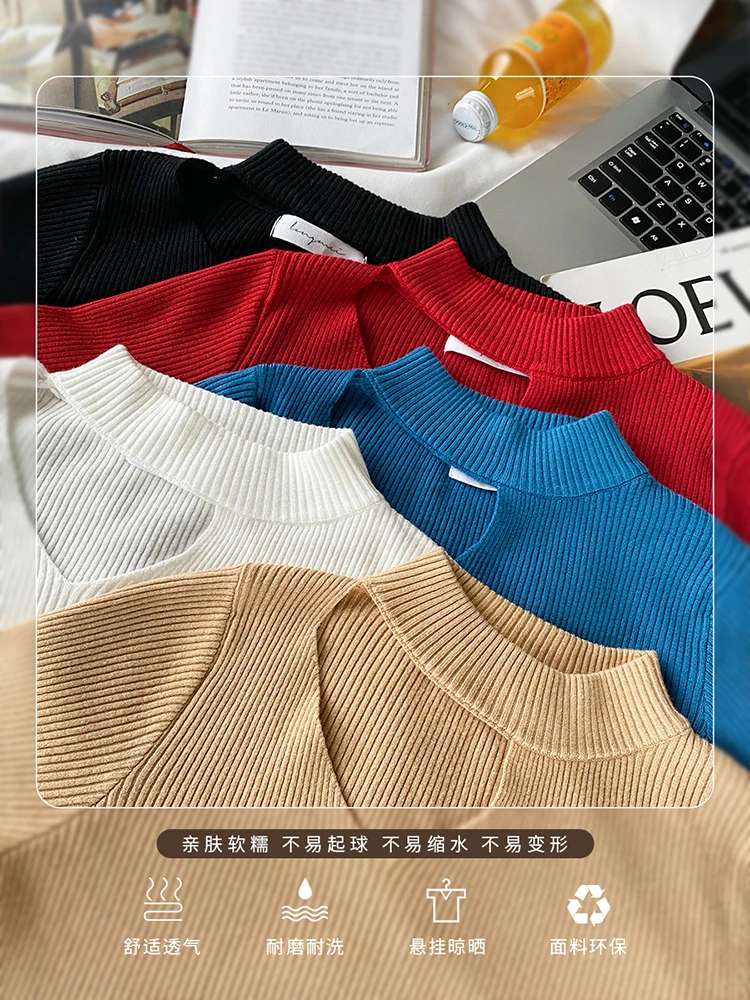 Basic Hollow Outเสื้อกันหนาวผู้หญิงฤดูใบไม้ร่วงฤดูหนาวSlimจัมเปอร์นุ่มดึงผู้หญิงPulloverถักเสื้อกันหนาว 2025