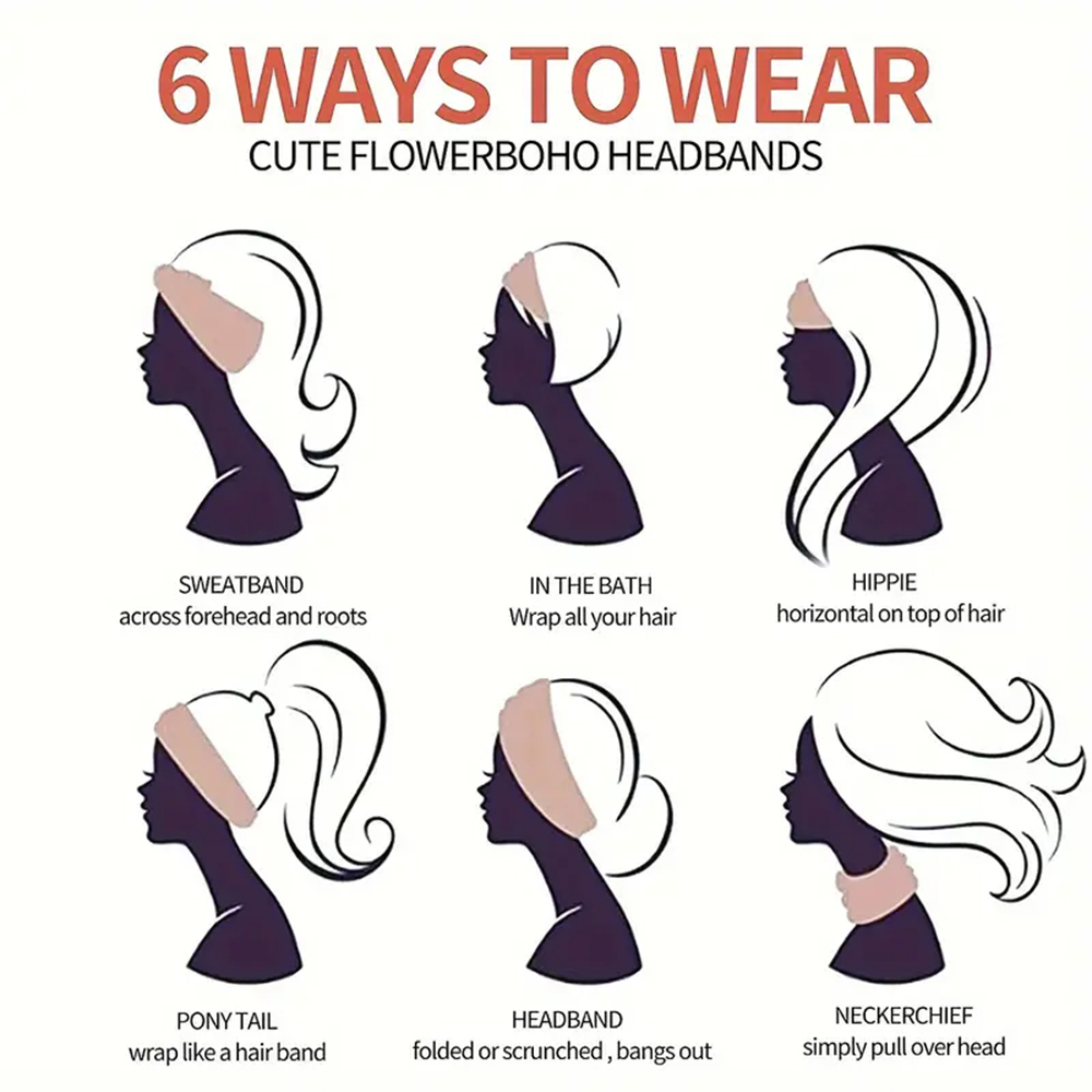1 pçs europeu americano feminino estilo boêmio lenço elástico moda respirável algodão aba larga acessórios para o cabelo
