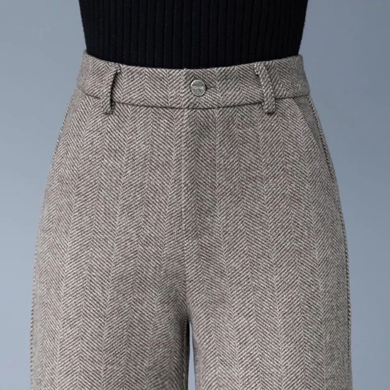 Women Woolen Loose Wide Leg Pants Korean High Waist Baggy Solid Wool Blend Pantalones Fall Winter New Straight Calcas Feminina