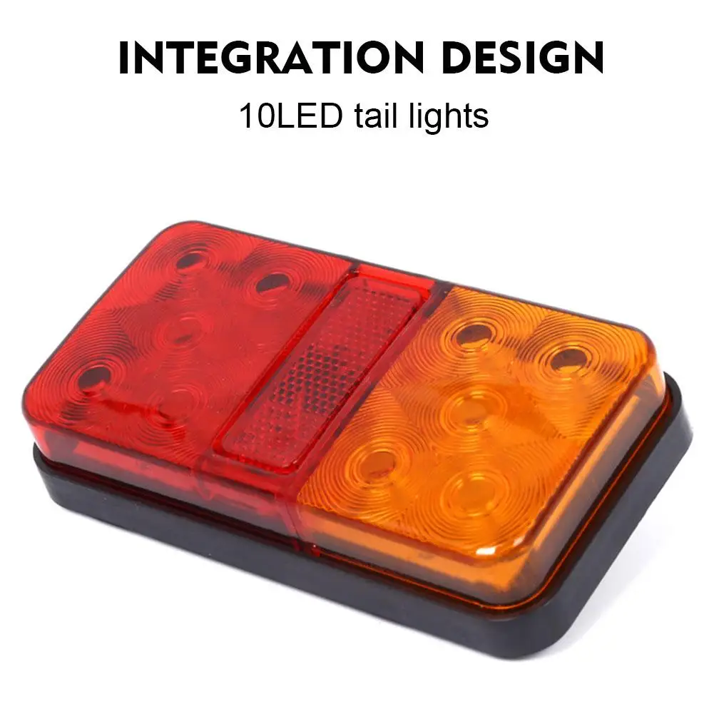 2Pcs 12V 12-80v 10 LED Tail Light Taillight Turn Signal Indicator Stop Lamp Rear Brake Light For Car Truck Trailer