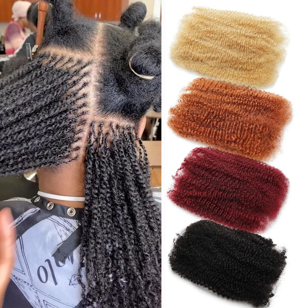 Blondes Massenhaar mit gehäkeltem brasilianischem Afro Kinky Curly Echthaar Bulk für Dreadlocks Extensions Repair Locs Mini Twist Braid