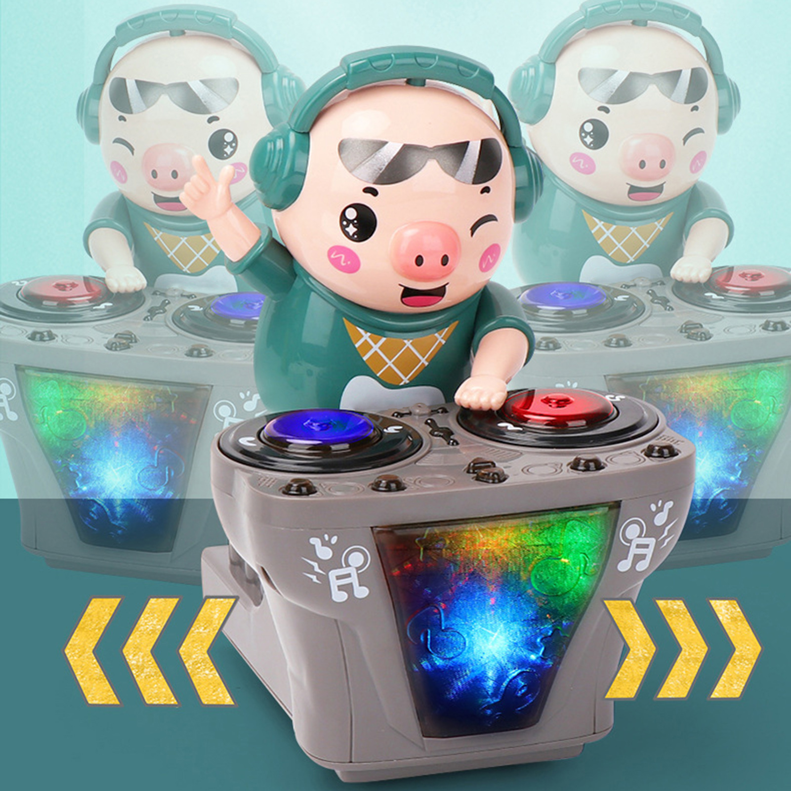 DJ Pig Brinquedos Elétricos para Crianças, Cartoon Piggy Dolls, Disco Swing com Luzes, Música Brinquedos para Meninos e Meninas, Dancing Rock, Presentes de Natal