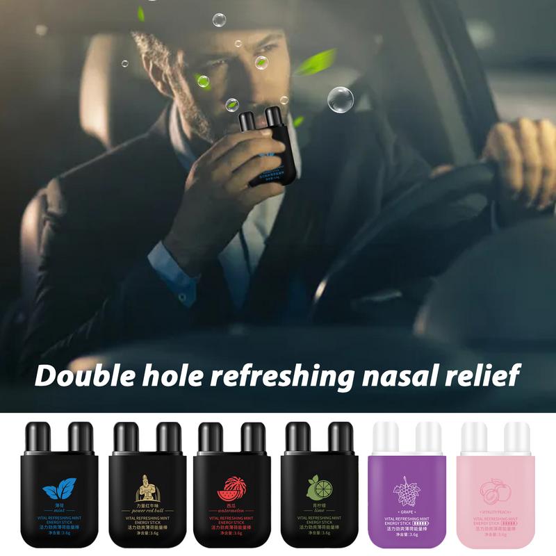 Inhalador Nasal portátil con aceites de refrigeración, tubo de doble orificio para alivio de los senos nasales, 1ml, 2/piezas