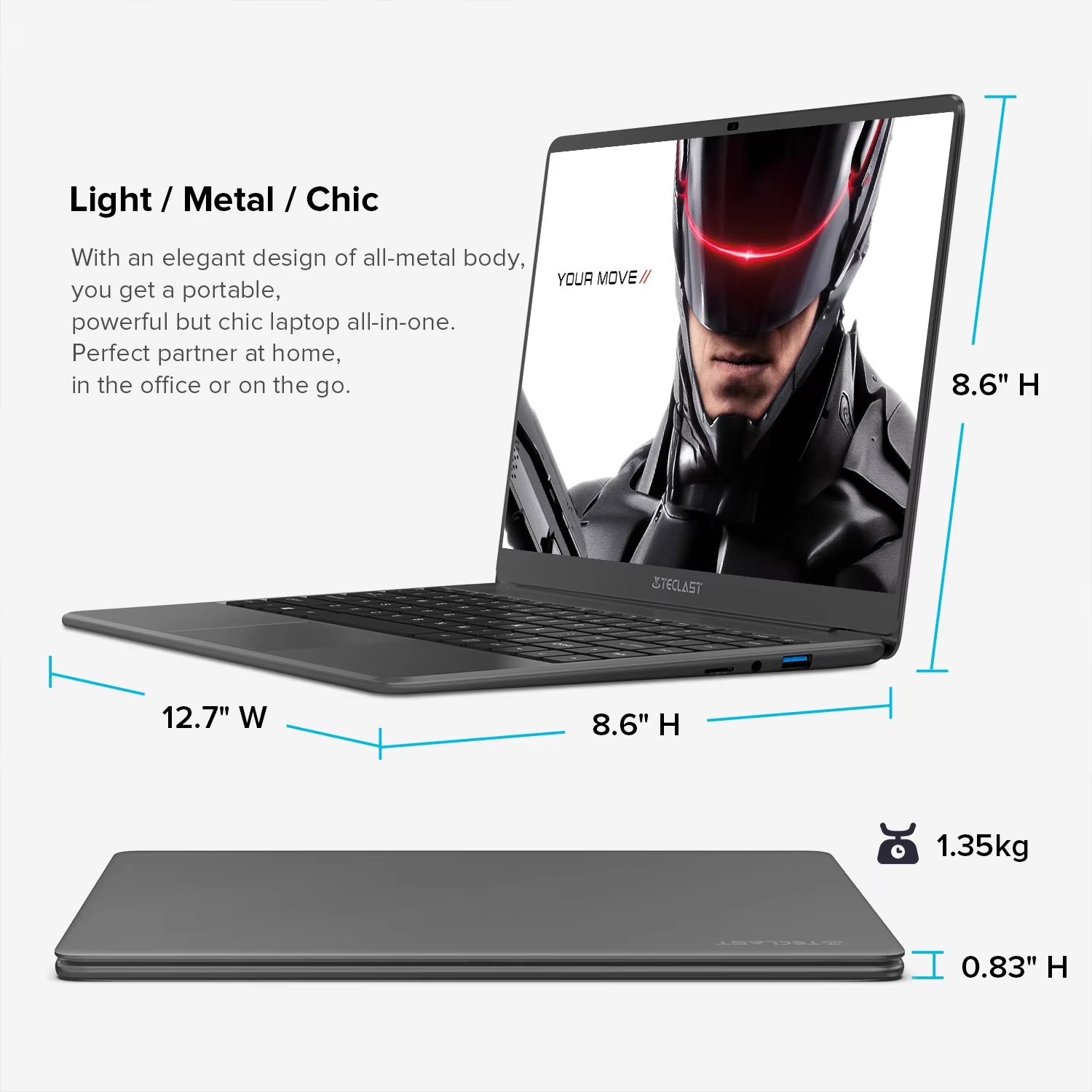 Laptop Teclast F7 Plus 3, 14,1 cala, procesor Celeron Gemini Lake 8. generacji, 8 GB pamięci RAM, 256 GB SSD, 1920 x 1080 Ips