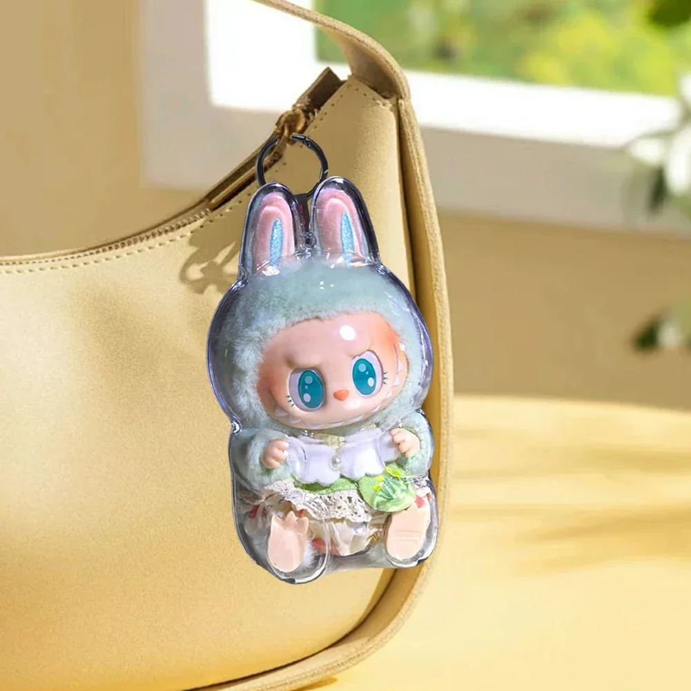 โปร่งใสป้องกันสําหรับ Labubu Gen1-3 ฝาครอบกันฝุ่นแขวนตุ๊กตา Plush กระเป๋าตุ๊กตากล่องเก็บสําหรับมอเตอร์ตกแต่ง