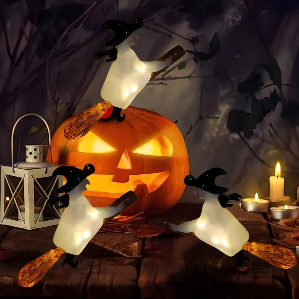Candele galleggianti con bacchetta 12 pezzi Candele sospese magiche Luce calda tremolante Candela LED galleggiante senza fiamma Decorazione di Halloween