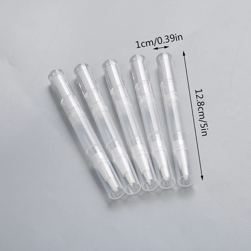 5Pcs 3ml 투명 트위스트 네일 트위스트 펜 브러쉬 화장품 용기 펜 립글로스 튜브와 빈 투명 네일 오일 펜