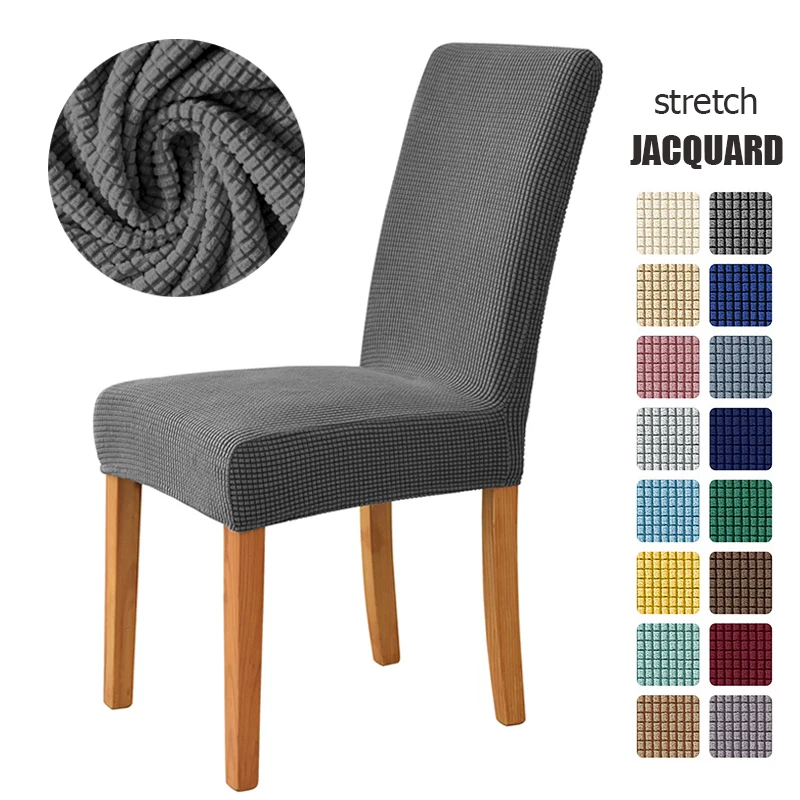 Funda de silla de tela Jacquard de grano de maíz, tamaño Universal, fundas de silla baratas, fundas de asiento elásticas para comedor, decoración del hogar, 1PC