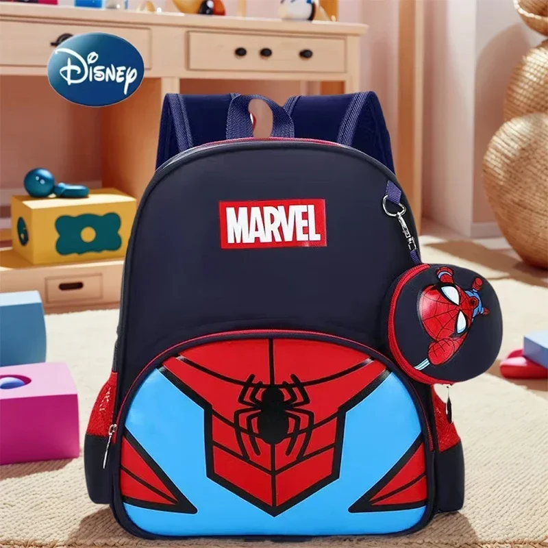 Nuovo zaino per bambini Marvel di grande capacità Zaino per cartoni animati Spider-man per ragazzi con mini borsa