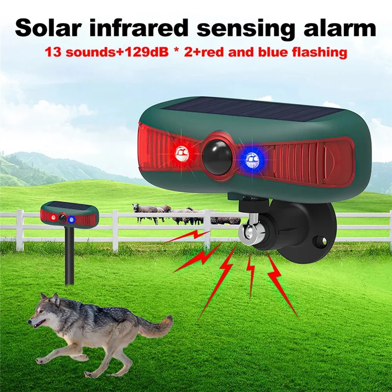 ABUO-Solar Sensor Alarm Solar Sensitive PIR Motion Sensor Barking 129Db Sound Warning