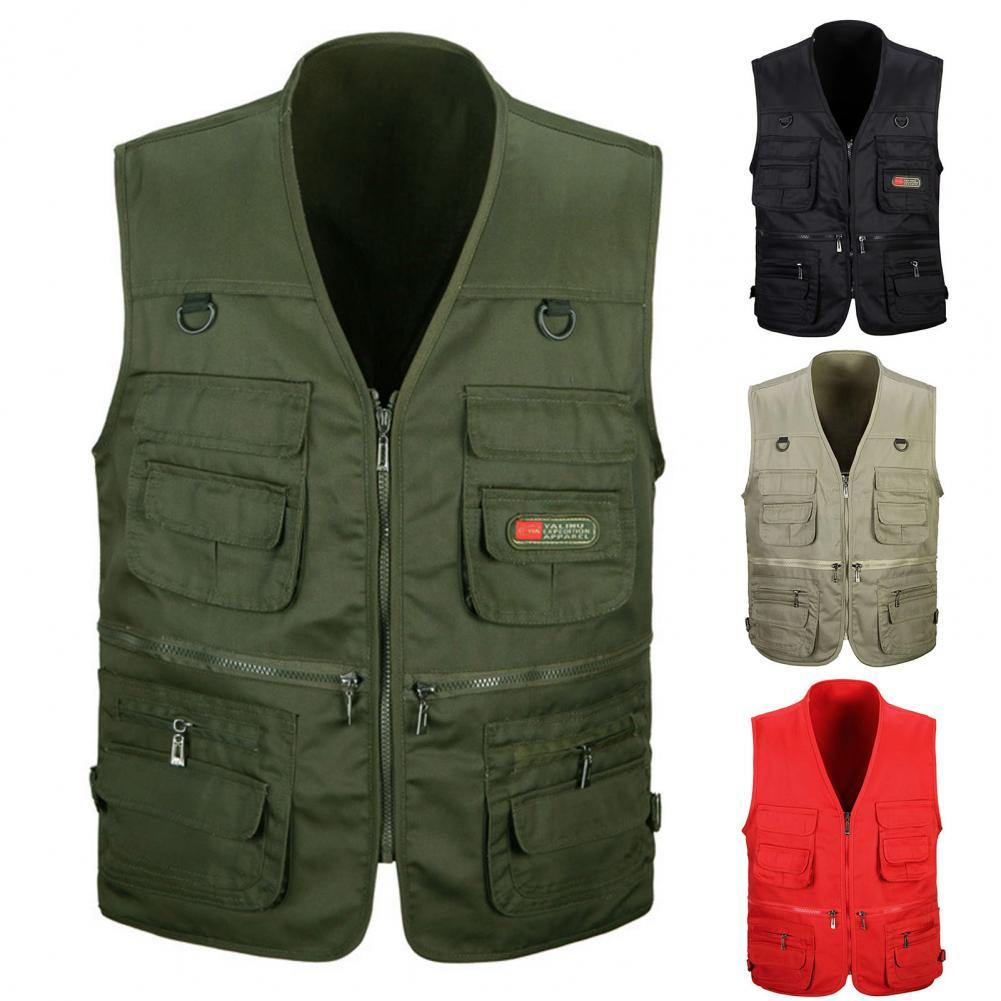 Männer Baumwolle Multi Tasche Weste Sommer Neue Männliche Casual Dünne Ärmellose Jacke Mit Vielen Taschen Herren Fotograf Baggy Weste