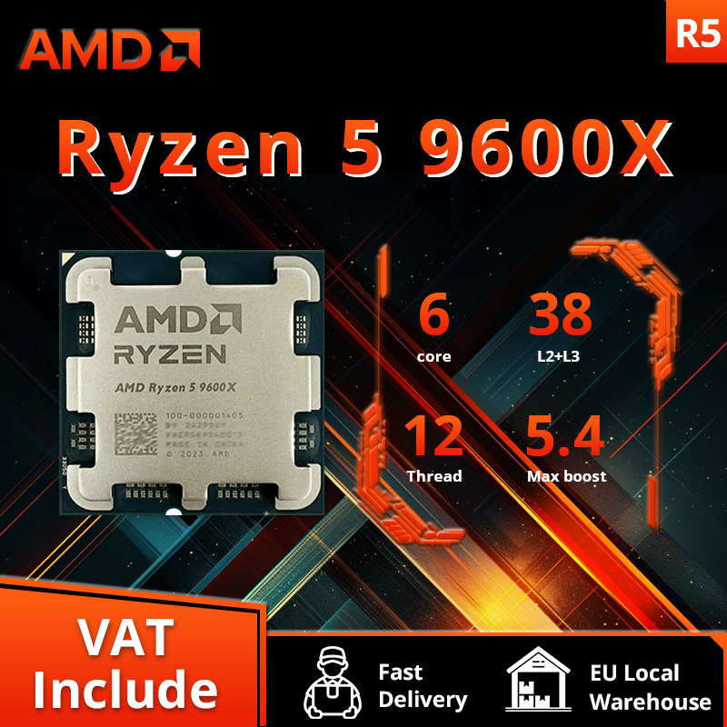 Procesador AMD Ryzen 5 9600X 5,4 GHz 6 núcleos 12 hilos 38MB caché de juego 4NM TDP 65W Socket AM5 CPU para juegos Zen 5 gráficos integrados