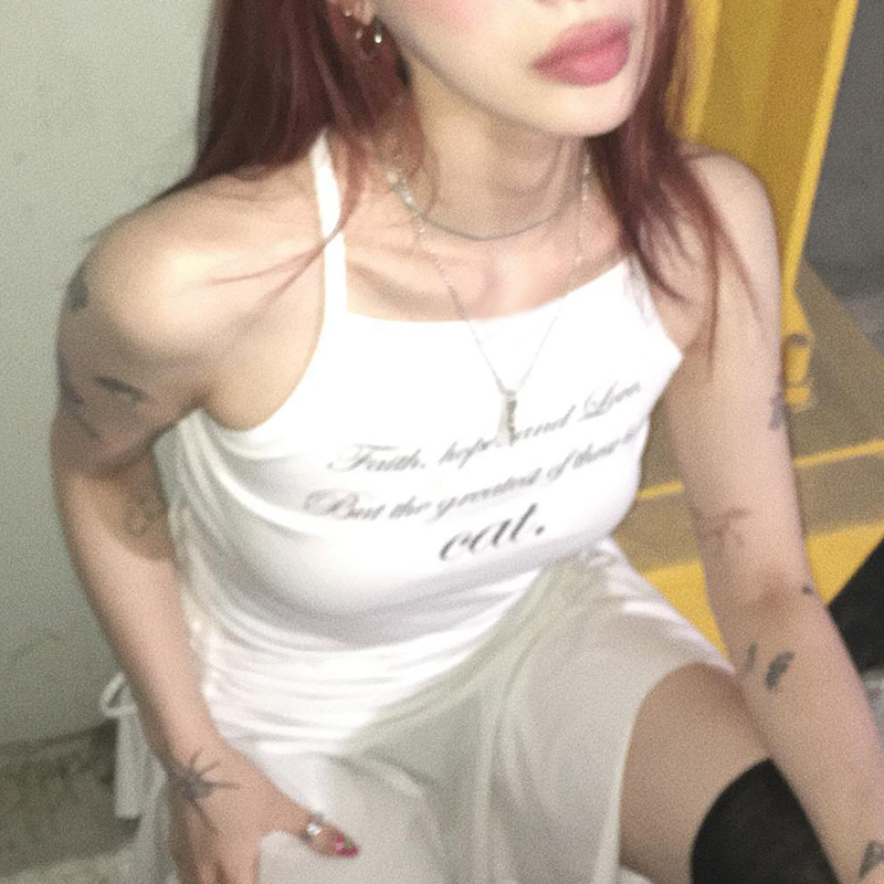 Шикарный укороченный топ с буквенным принтом для девочек, белый топ без рукавов и открытой спины