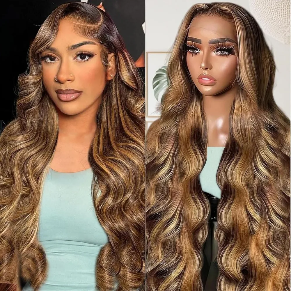 220% densidade perucas dianteiras do laço cabelo humano onda do corpo p4/27 destaque 13x4 13x6 hd laço frontal colorido 30 36 Polegada peruca humana