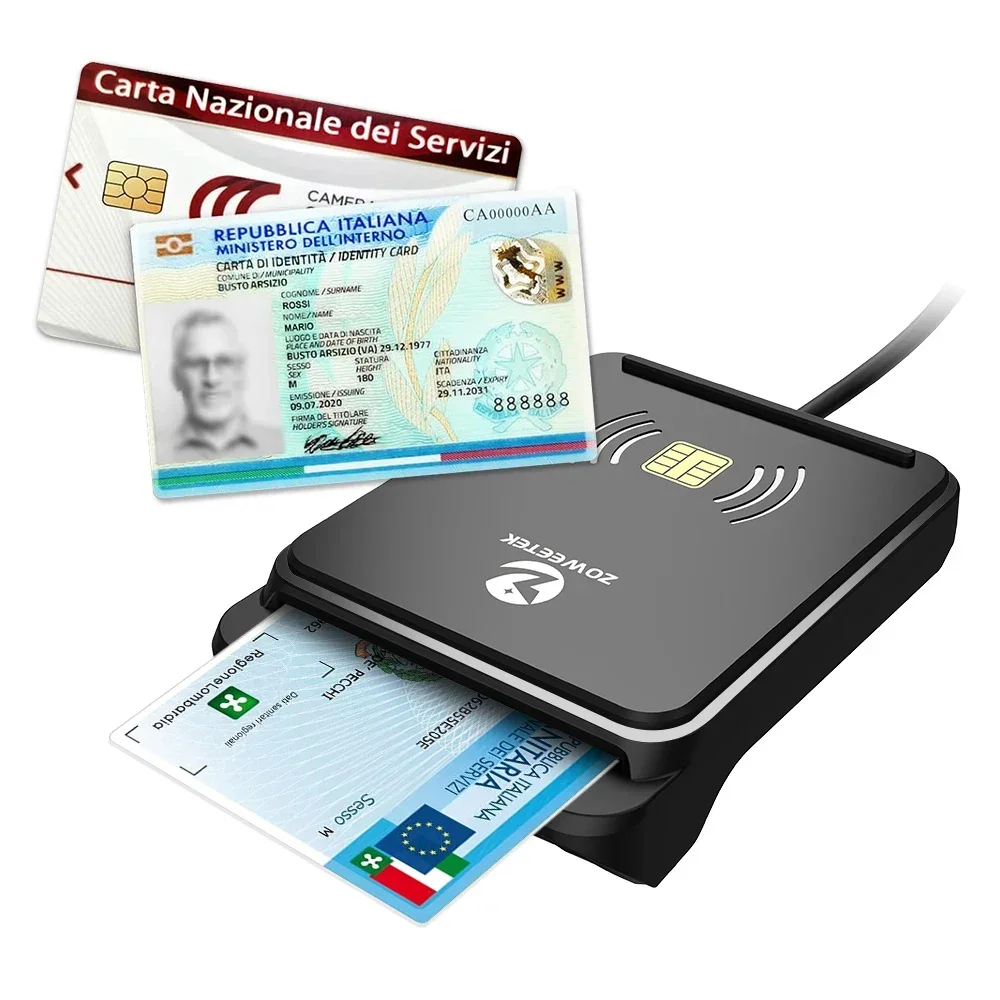 Zoweetek-CIE Identidade Smart Card Reader, Compatível com Windows, DNI, CRS, CNS