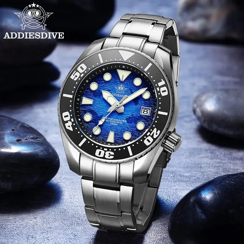 ADDIESDIVE Đầu Thương Hiệu Nam Cao Cấp WatchAD2102 200M Chống Nước BGW9 Siêu Dạ Quang Relogios Masculinos Tự Động Cơ