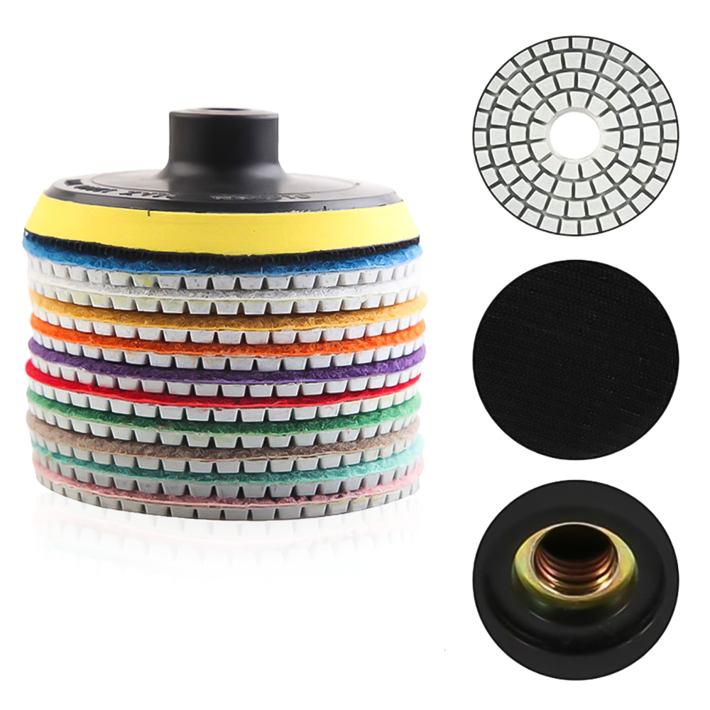 Kit di tamponi per lucidatura diamantati da 8 pezzi da 4 pollici 100mm bagnato/asciutto per la lucidatura del marmo in pietra di granito uso Set di dischi abrasivi
