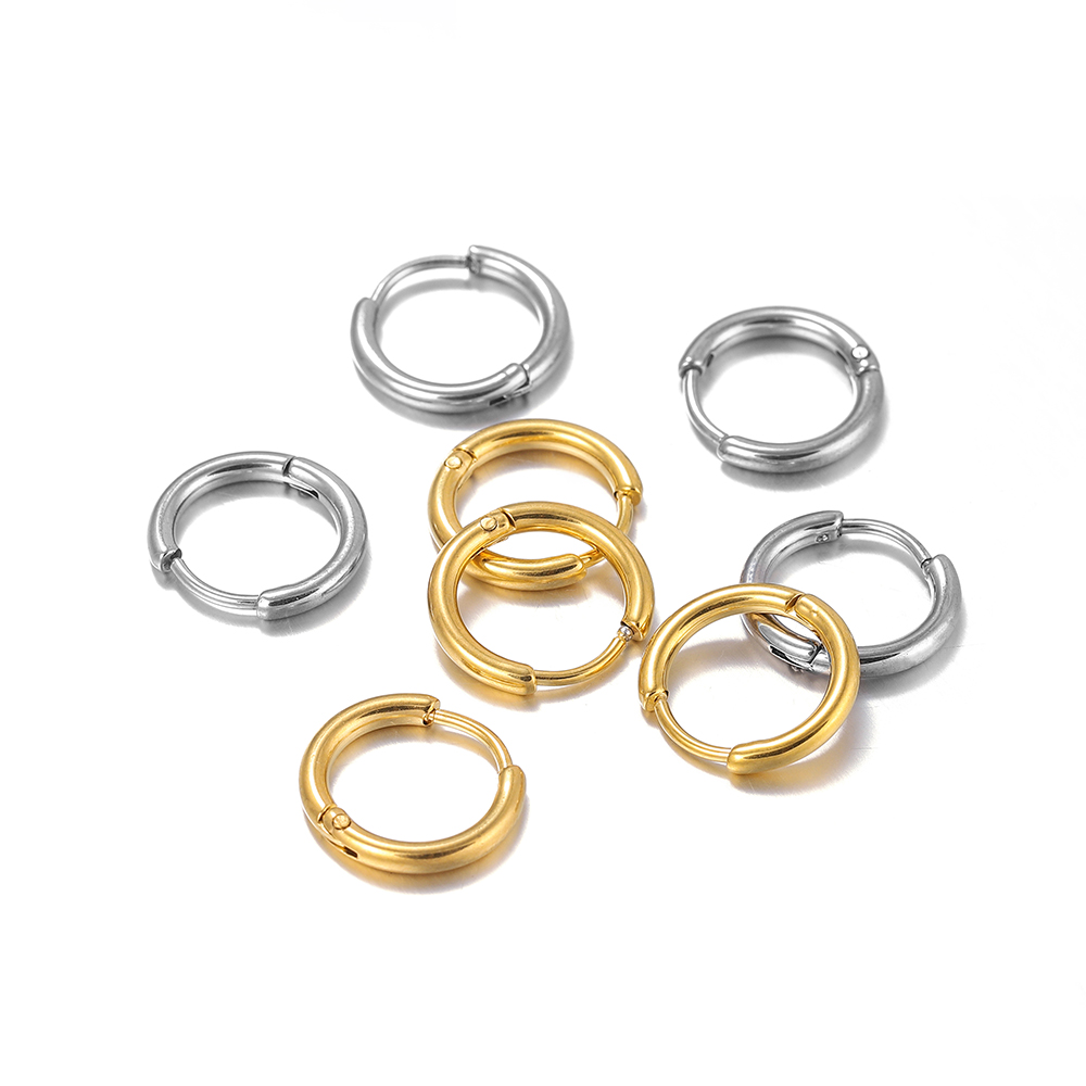Brincos de argola de aço inoxidável para mulheres, ganchos, brinco redondo, brincos DIY, jóias fazendo suprimentos, acessórios, 10pcs