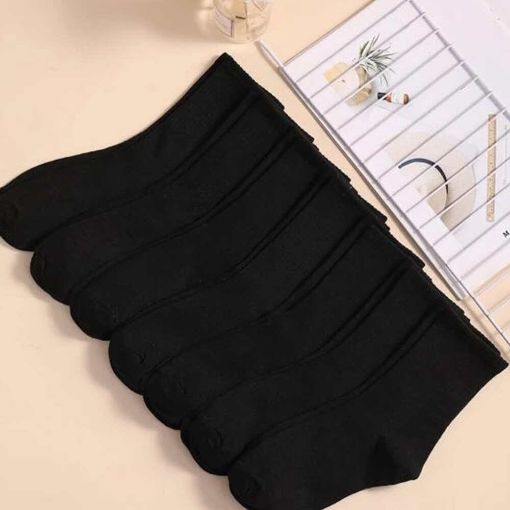 7/10/20 paia di calzini di media lunghezza da donna classici neri bianchi tinta unita moda casual sport assorbenti calzini da uomo traspiranti