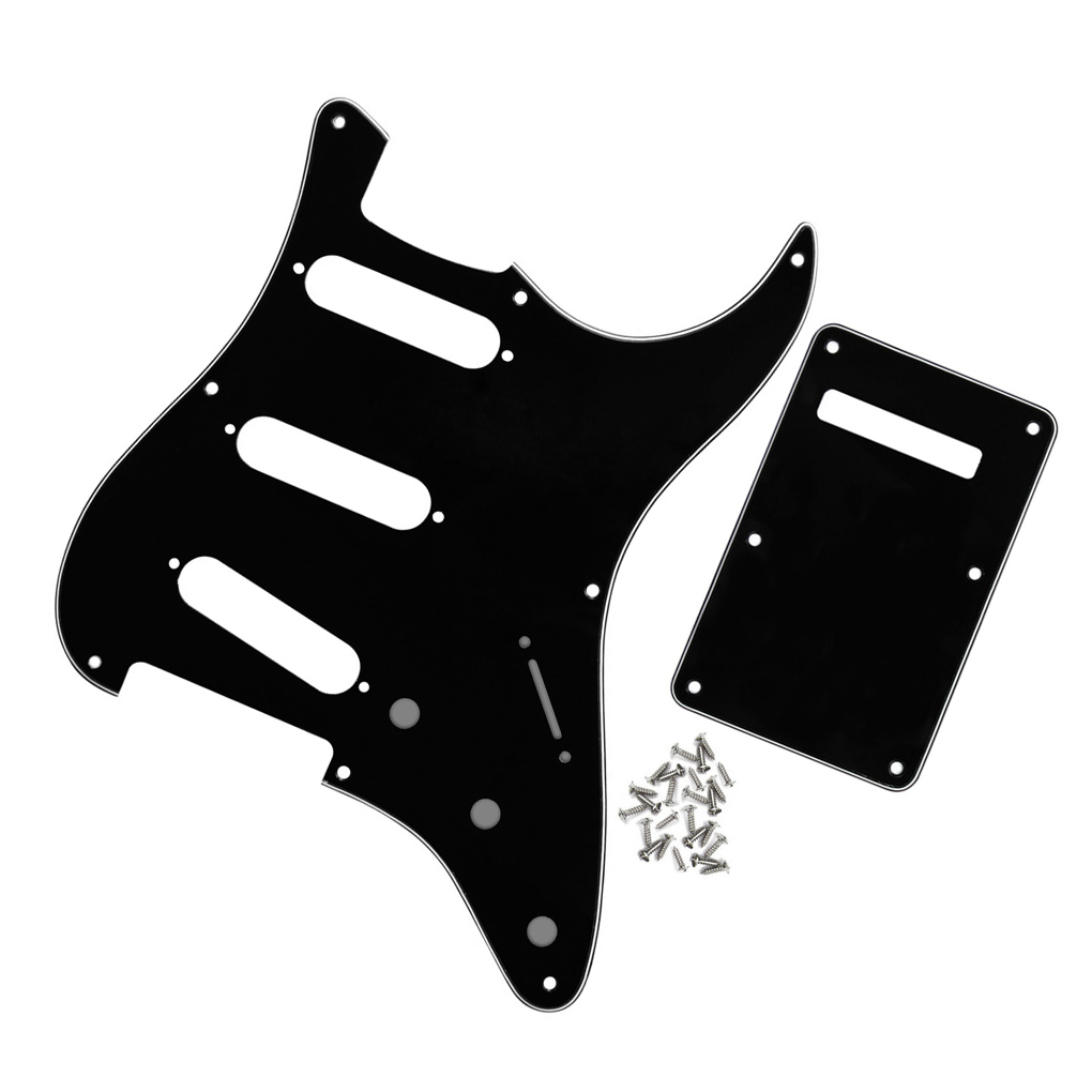 FLEOR Set of Vintage 8 Holes SSS ST Guitar Pickguard Scratch Plate Back Plate & Screws