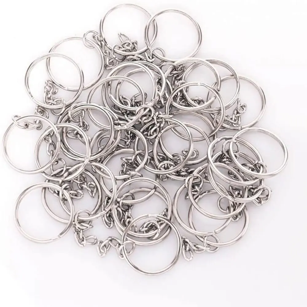 30PCS 분할 키 링 체인 1 인치 및 점프 링 오픈 점프 링 및 커넥터와 실버 컬러 금속 부품 DIY 쥬얼리