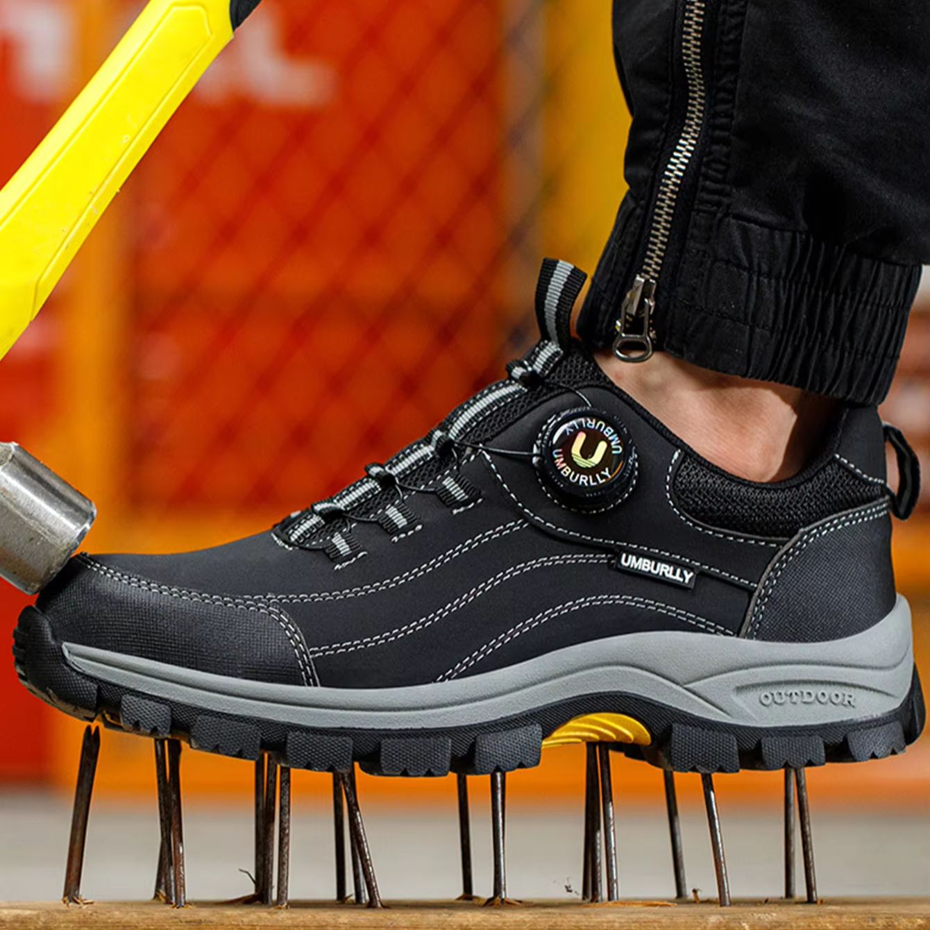 Zapatos de seguridad con cabeza de acero para hombre, suela ligera resistente a pinchazos y golpes, parte superior transpirable para zapatos de trabajo de taller al aire libre