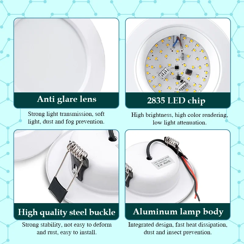 LED ダウンライト 5 ワット 9 ワット 12 ワット 15 ワット 18 ワットホワイトボディラウンド Led シーリングライト DC 12 V 24 V AC 110 V 220 V 寝室キッチン屋内 LED 照明