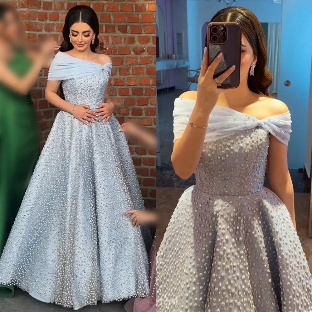 Customized Elegant Evening Gown Sparkling Luxury A-line To The Ground Gowns Gala Elegant Dresses  Luxury Women Modern Style