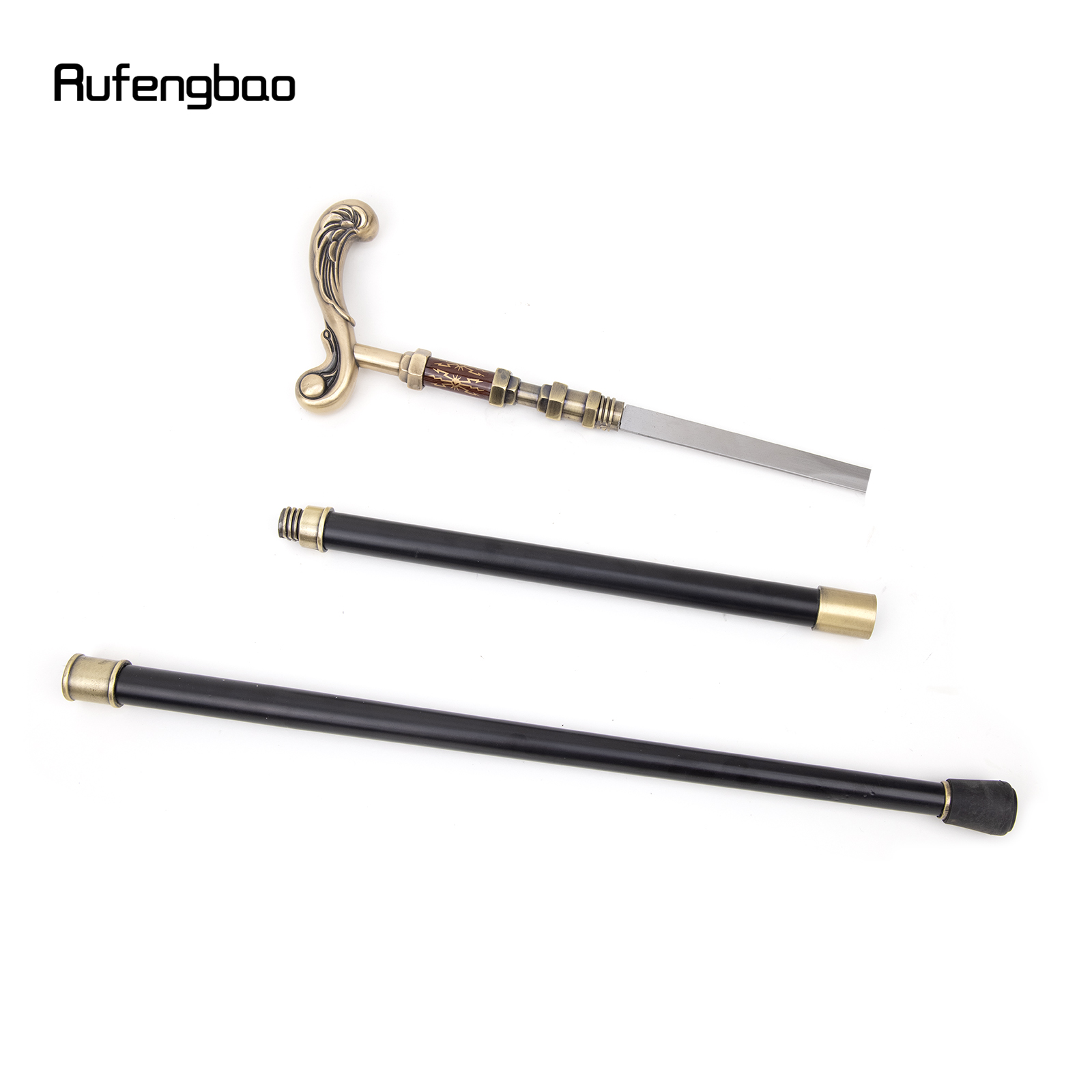 Flor dourada bengala com placa escondida auto defesa moda bengala placa halloween cosplay crosier vampiro vara 93cm