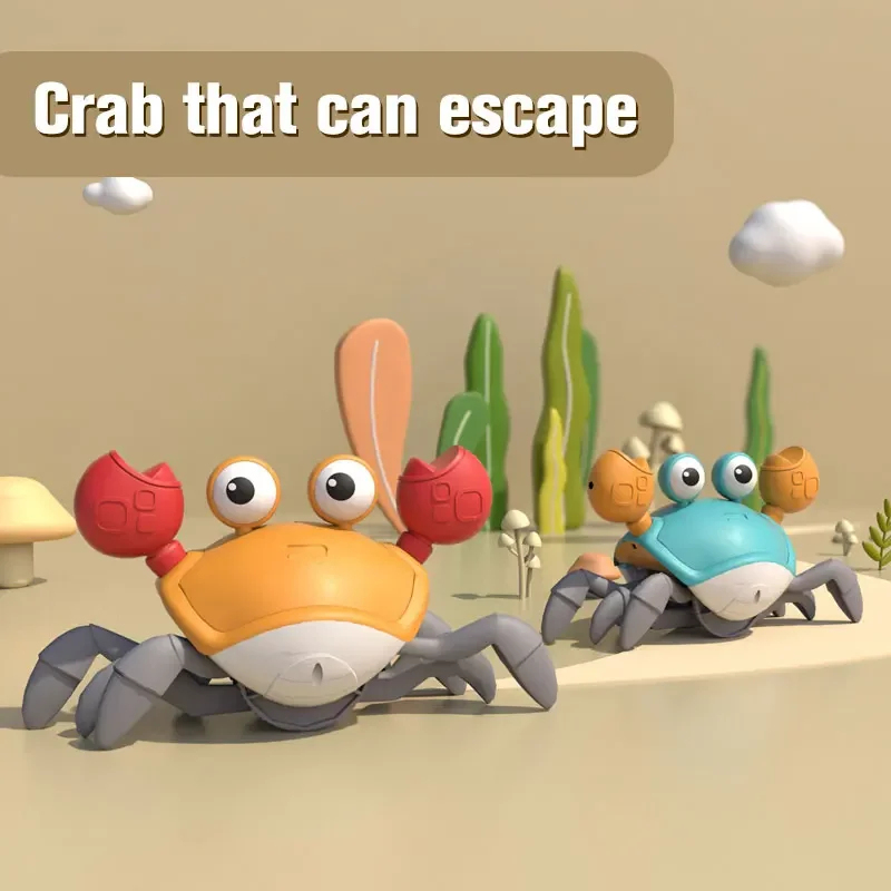 Mechanical Crab Escape Crabs Baby Crawling Crab Musical Dancing Moving Toy Run Away Toy for Babies Crawling Interactive Toys