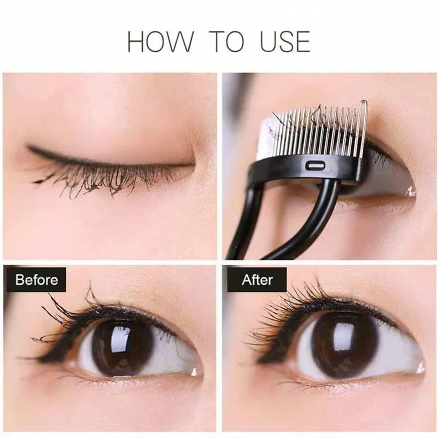 1 PC ใหม่สีดํา Eyelash Curler แปรงแต่งหน้ามาสคาร่าท่องเที่ยว Applicator หวีคิ้ว Curling TOOL Eye Lash Curler