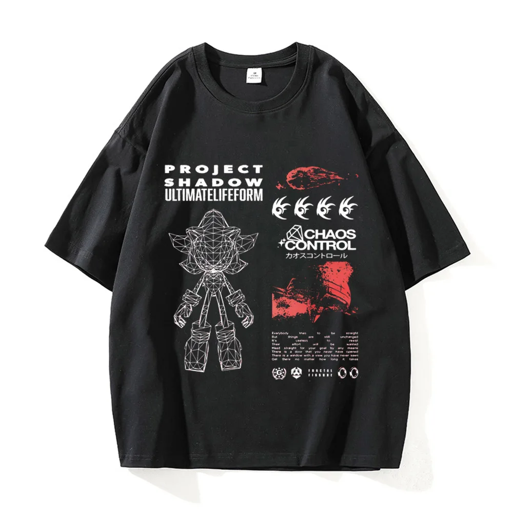 Camiseta Vintage de los años 90 para hombre, camisetas de erizos y sombras, camisetas de moda de verano Y2K, camisetas básicas de algodón estampadas, regalo de cumpleaños