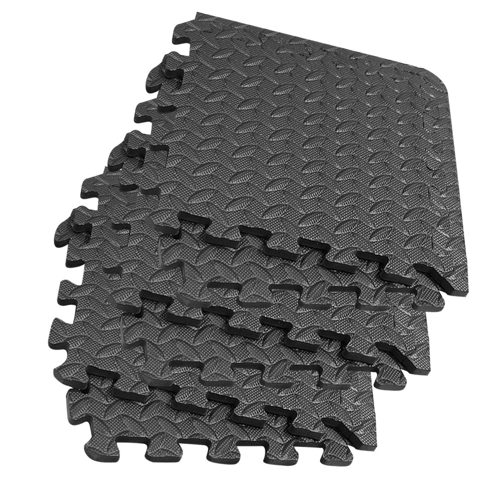 8Pcs Eva Leaf Grain Gym Floor Mats Splicing Patchwork Cushioned Floor Pads Anti-Fatigue Absorption for Yoga Gym