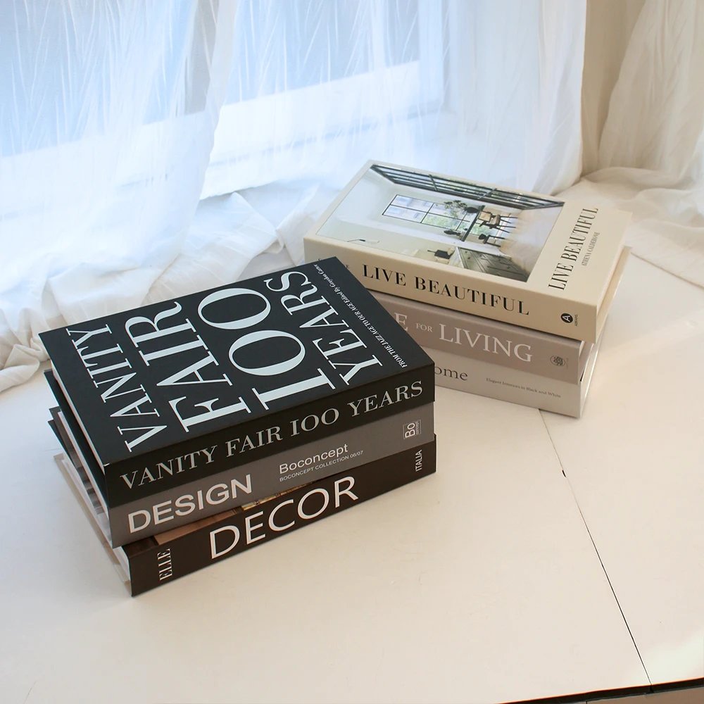 หรูหราปลอมหนังสืออุปกรณ์ตกแต่งบ้านสําหรับห้องนั่งเล่นแฟชั่นตกแต่งบ้าน Prop หนังสือ Simple Nordic กาแฟตารางหนังสือ