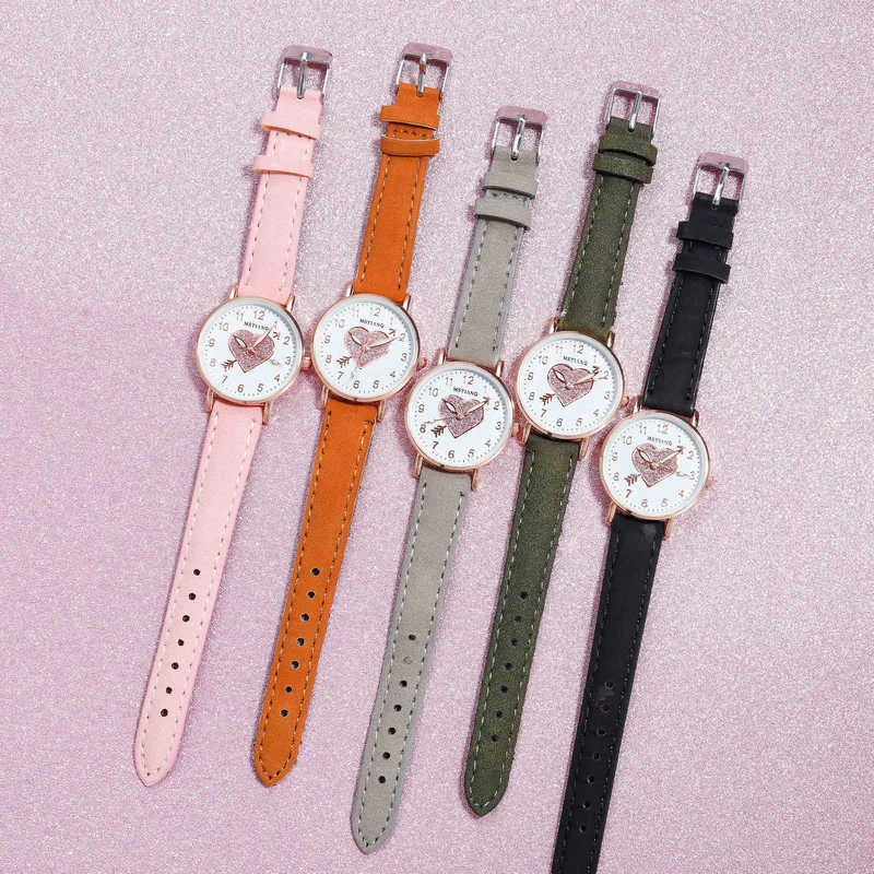 Lindo reloj con esfera en forma de corazón brillante para niños, luminoso fluorescente, reloj de moda para estudiantes, amor Simple en primera vista