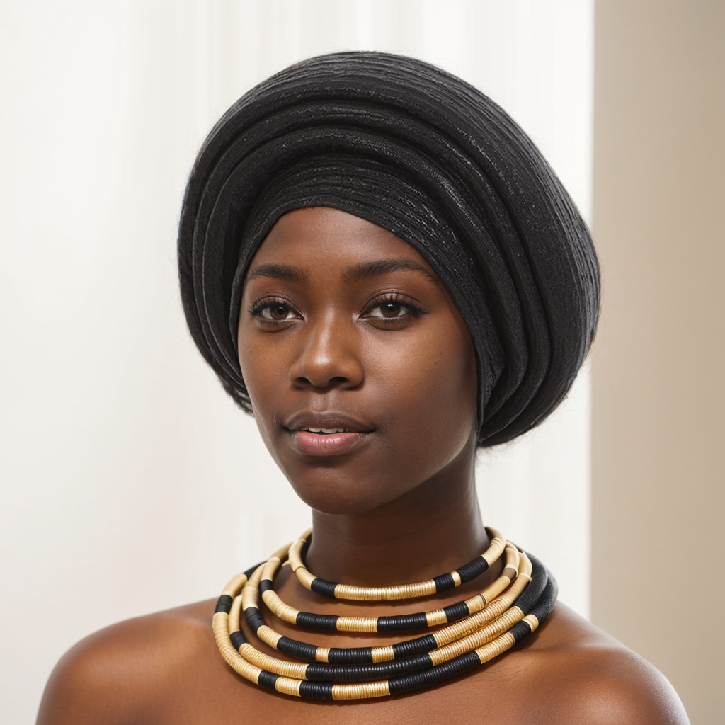 Gorro turbante africano ya hecho, tocado de fiesta nigeriano, envolturas para la cabeza para mujer, gorro plisado con purpurina, gorro de Gele para automóvil