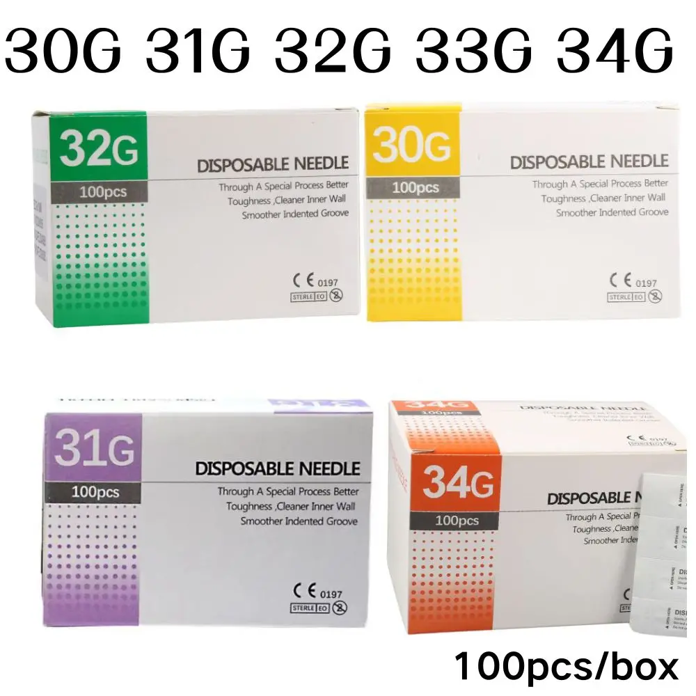 100PCS 30G 31G 32G 33G 34G 4/6/13mm Schmerzlose Nadel Schönheit Ultrafeine Piercing Nadel Hypodermische Füllstoff Nadel