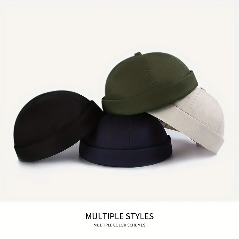 Modne czapki bez ronda w stylu Vintage czapka Dome czapki bawełniane regulowane Unisex męskie damskie czapki hip-hopowe wszechstronne Skin Cap melonowe