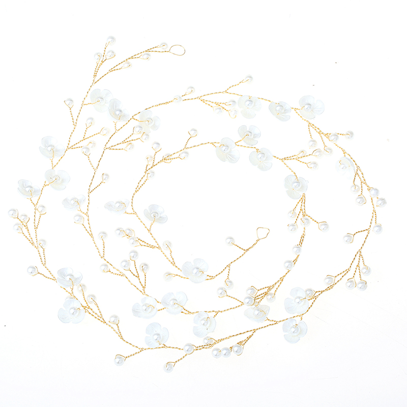 Fasce di cristallo accessori per capelli da sposa fatti a mano con perle floreali con strass ornamento per capelli 50CM per ragazze da sposa