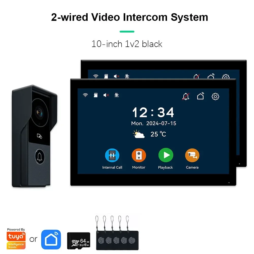 Tuya Smart 1080P 2-draads Visiophone deurbel video-intercomsysteem voor thuis metalen deurtelefoon ondersteuning IP-camera veiligheidsbescherming