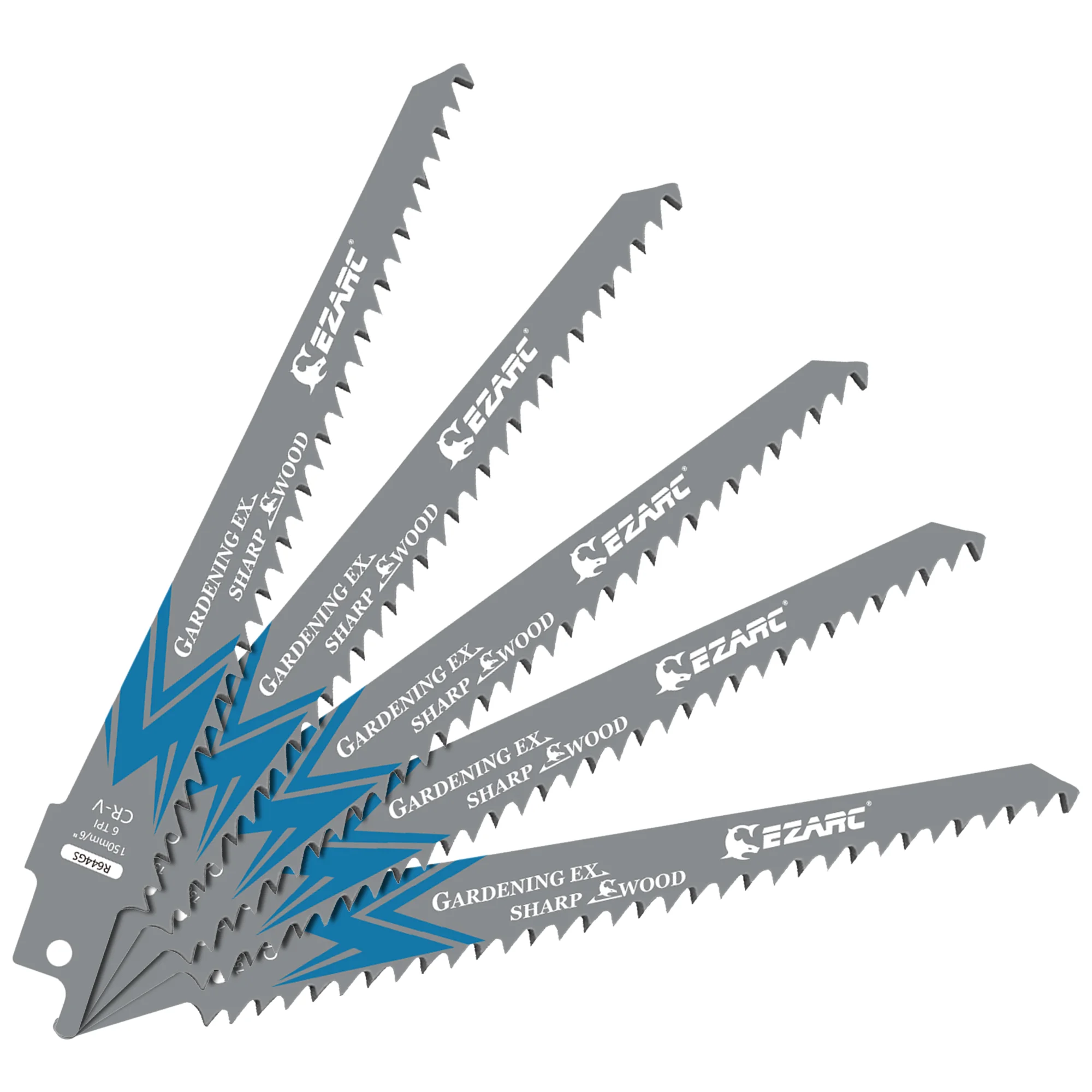 5Pcs Wood Pruning Reciprocating Saw Blade 150/ 225/ 300mm Sharp Ground Teeth CRV Long Lifetime Sabre Saw Blades 5TPI